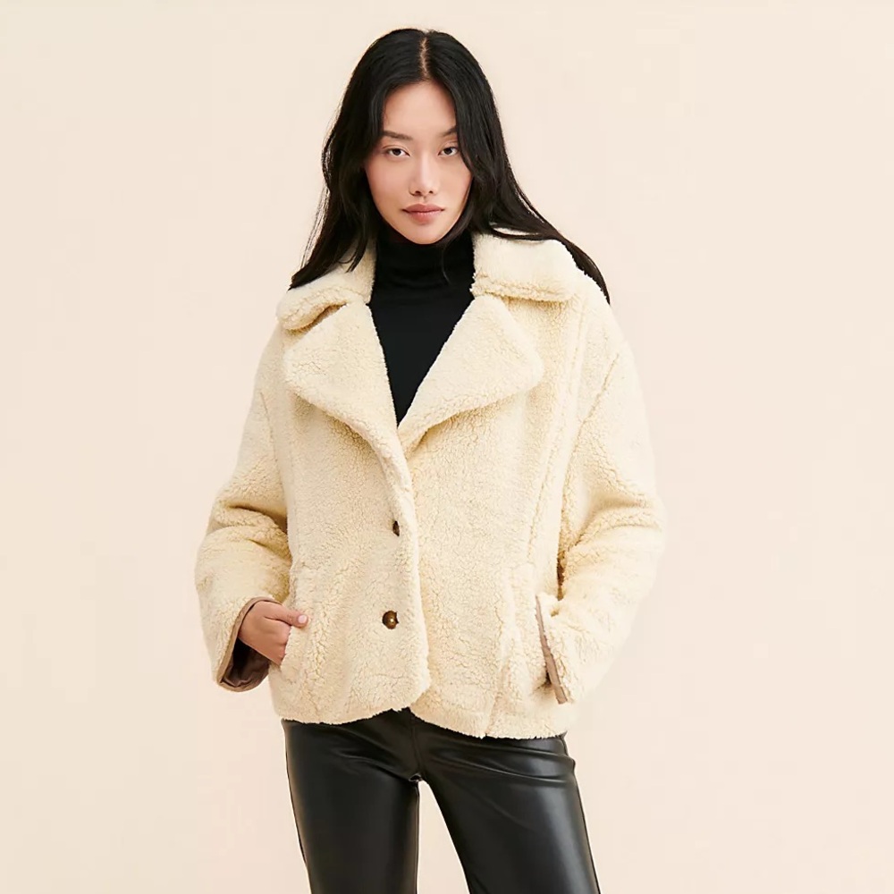 Free People Cream Joplin Teddy Sherpa jacket